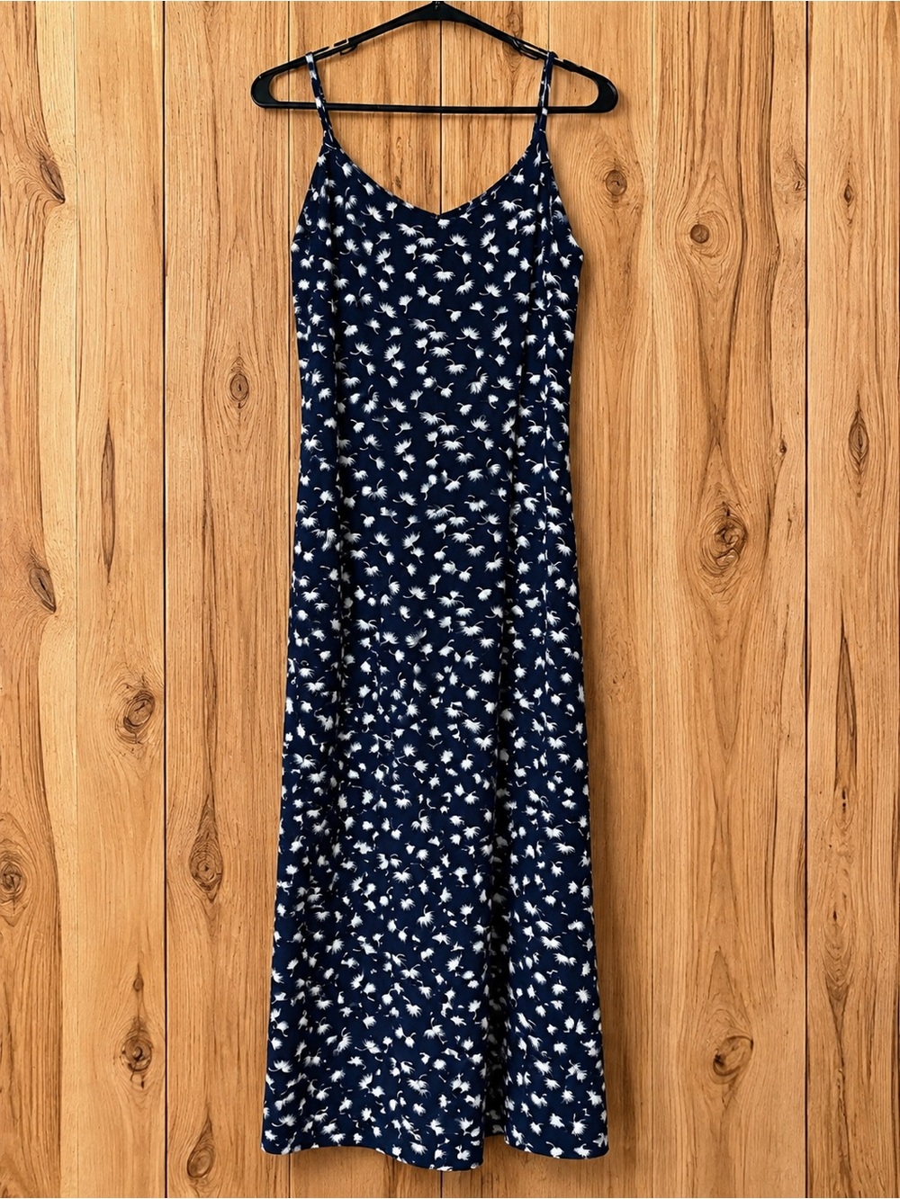 Old Navy Navy Maxi Slip Dress with White Floral Print